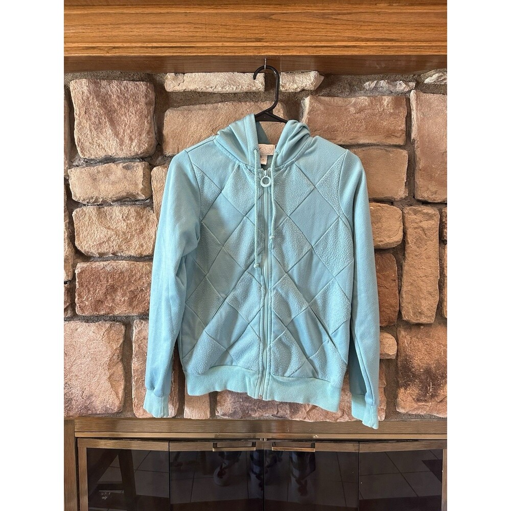 VTG Y2K Stüssy Girls Women’s Zip Up Hoodie Pastel Blue Sz S/M 00s Skater Scene